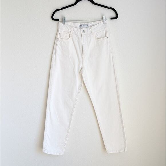 Zara White Mom Fit High Waist Slim Leg Denim Jeans, size 4 - Picture 1 of 8